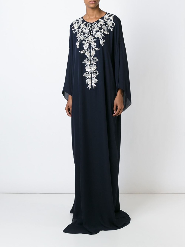 カスタムデザインネイビーブルーロングスラム教の衣服装飾されたロングカフタンアラブの服-プラスサイズドレス、スカート問屋・仕入れ・卸・卸売り