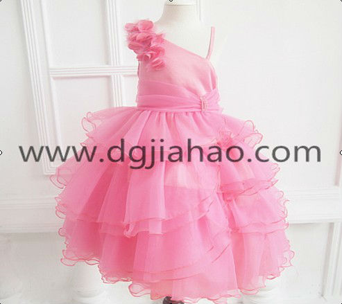 新しいファッション2013スイカ赤片方の肩の花の女の子のドレスの郵送料は交渉することができ-フラワーガールドレス問屋・仕入れ・卸・卸売り