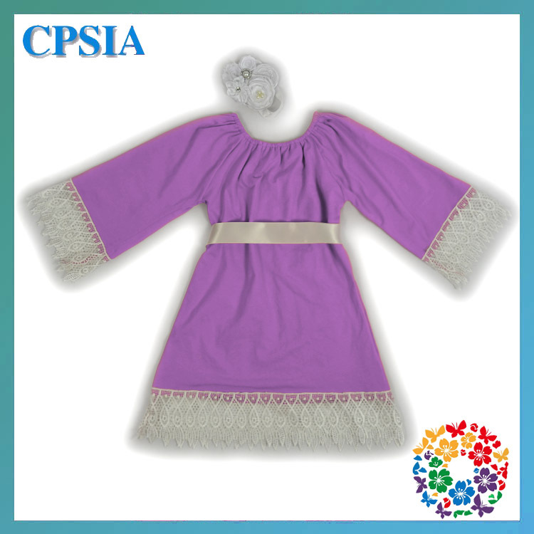 卸売冬のベビードレスのデザイン2014年薄紫色のドレス女の子のためのヘッドバンドのセットが一致する女の赤ちゃんのための誕生日のドレス-フラワーガールドレス問屋・仕入れ・卸・卸売り