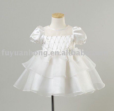 キッズ美しいタオルスカートモデルドレス/ FYH-LA2003-フラワーガールドレス問屋・仕入れ・卸・卸売り