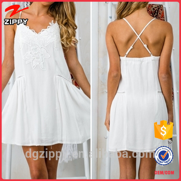 かわいい白い夏のレース刺繍ドレスデザイン2016卸売衣類-カジュアルドレス問屋・仕入れ・卸・卸売り
