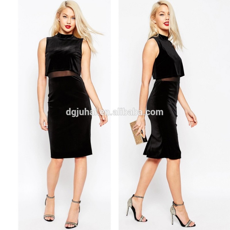 黒色固体juhai8910ドレス袖なしの女性の-カジュアルドレス問屋・仕入れ・卸・卸売り