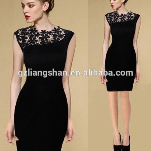 エレガントな女性のドレスのパーティーのために2015黒いノースリーブのドレス韓国の夜エレガントなシックな夜ドレス-プラスサイズドレス、スカート問屋・仕入れ・卸・卸売り