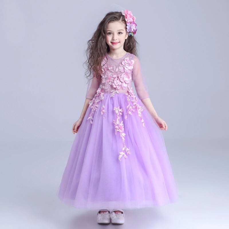 子供ロングfrocksデザインウェディングドレスエレガントイブニングパーティードレス子供女の子花ドレスS1629-フラワーガールドレス問屋・仕入れ・卸・卸売り