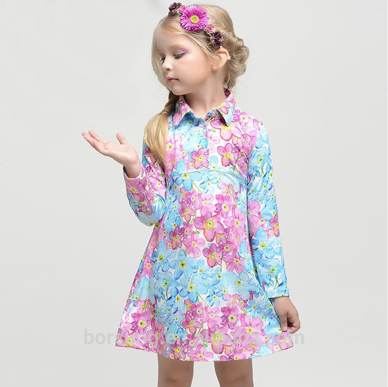 2015夏の花の綿の長い袖の子供服王女フラワーガールの服-フラワーガールドレス問屋・仕入れ・卸・卸売り
