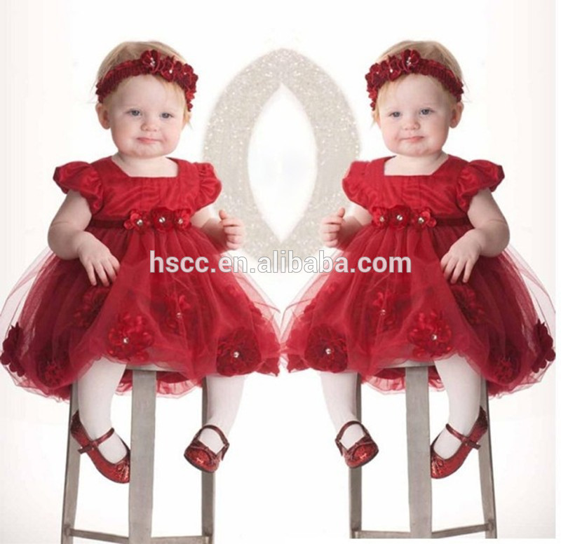 赤いバラの花の女の赤ちゃんのプリンセスドレスcy-mgq花の女子ドレス結婚式のための-フラワーガールドレス問屋・仕入れ・卸・卸売り