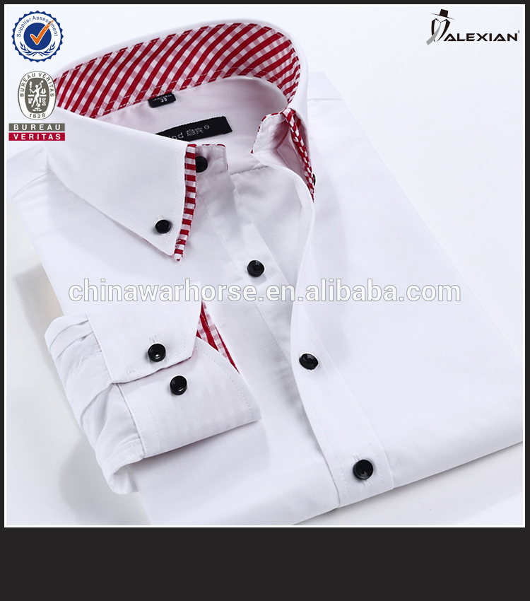 二重襟100％ポリエステル白のシャツ-紳士用シャツ問屋・仕入れ・卸・卸売り