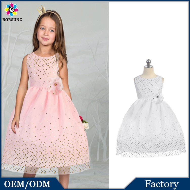 oem工場2015熱い販売レースメッシュフラワーガールのドレスがゴールドドット子供王女のウェディングドレス-ウエディングドレス問屋・仕入れ・卸・卸売り