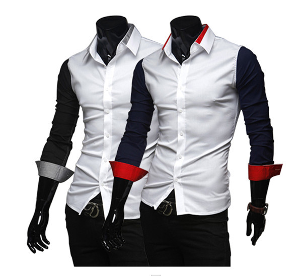 Pc1/lot綿とポリエステル混合断るの首輪ロングスリーブ男性用カジュアルシャツ-紳士用シャツ問屋・仕入れ・卸・卸売り