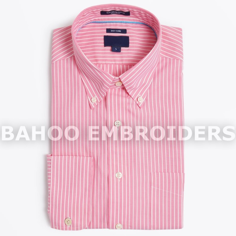 ポプリンチェックsripeシャツ-口紅色|ドレスシャツ-紳士用シャツ問屋・仕入れ・卸・卸売り