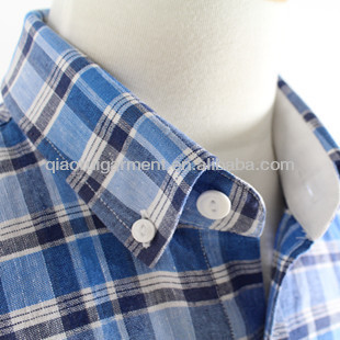 oemメンズライトブルー快適な綿の糸染めチェックシャツ-紳士用シャツ問屋・仕入れ・卸・卸売り