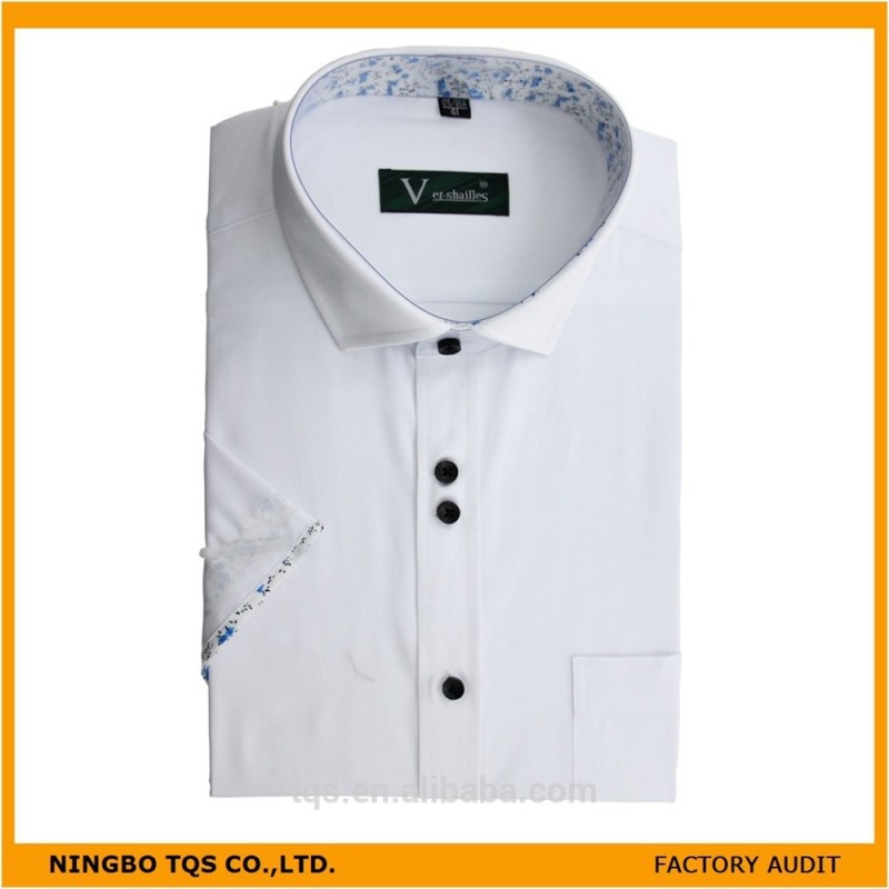 2015新しいデザインカラー加工へ半袖白シャツのための男性-紳士用シャツ問屋・仕入れ・卸・卸売り