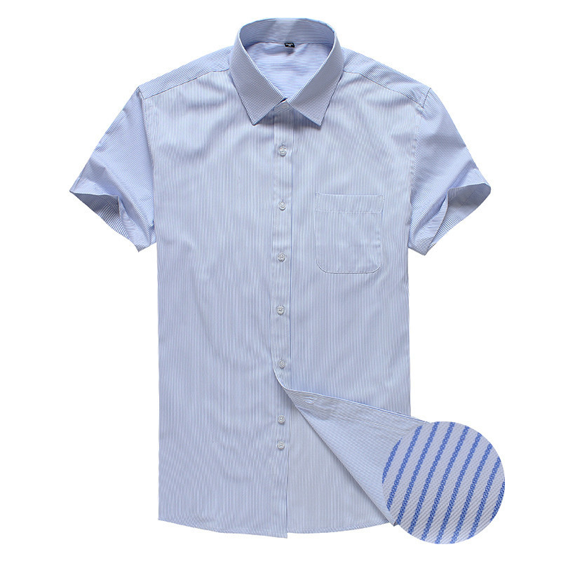 半袖シャツ義烏2015新しいライトブルーストライプメンズシャツスリムフィットソリッドカラーブリティッシュスタイルカジュアルな男性のシャツ-プラスサイズシャツ、ブラウス問屋・仕入れ・卸・卸売り