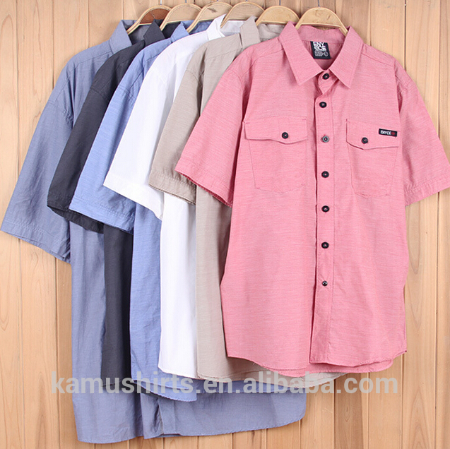 男半袖シャツ2ポケットワークシャツユニフォーム-プラスサイズシャツ、ブラウス問屋・仕入れ・卸・卸売り