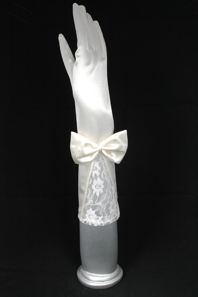 かなり長いmn-g003ちょう結びアイボリーのサテンの結婚式の花嫁の手袋-ウエディンググローブ問屋・仕入れ・卸・卸売り