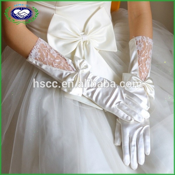 白いファンシーapploques付きブライダル手袋のための結婚式の付属品-ウエディンググローブ問屋・仕入れ・卸・卸売り