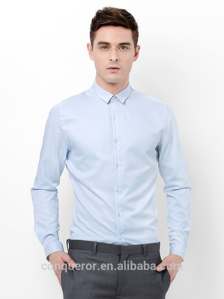 Oem工場価格ライトブルー非鉄コットンドレスシャツ-プラスサイズシャツ、ブラウス問屋・仕入れ・卸・卸売り