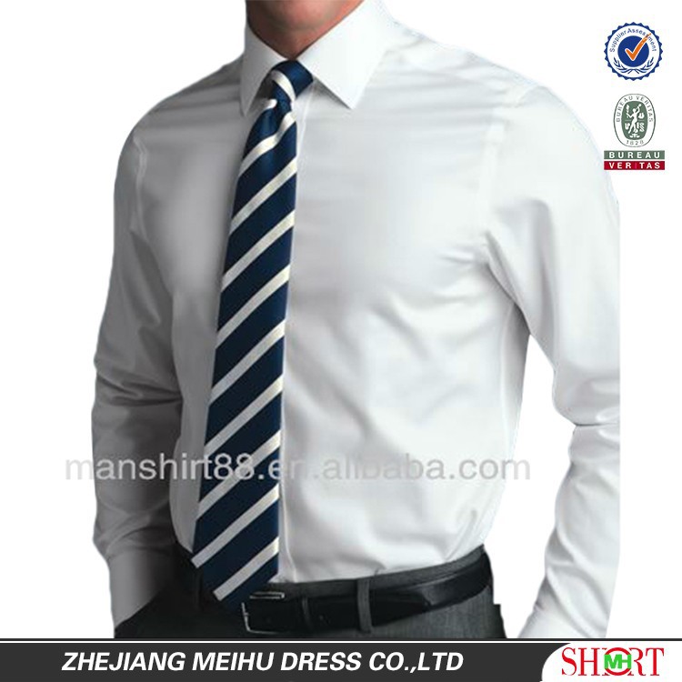スリムフィットコットンポプリン白メンズドレスシャツ-紳士用シャツ問屋・仕入れ・卸・卸売り