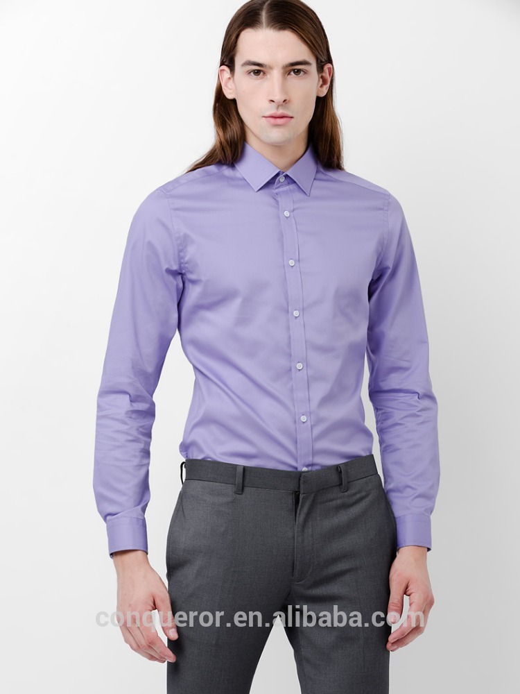 高番手の糸エジプト綿メンズスリムフィット紫色のドレスシャツ-プラスサイズシャツ、ブラウス問屋・仕入れ・卸・卸売り
