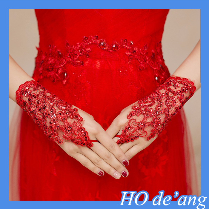 Hogiftセクシーフィンガーレスパールレース手袋花嫁ウェディングパーティー衣装-ウエディンググローブ問屋・仕入れ・卸・卸売り