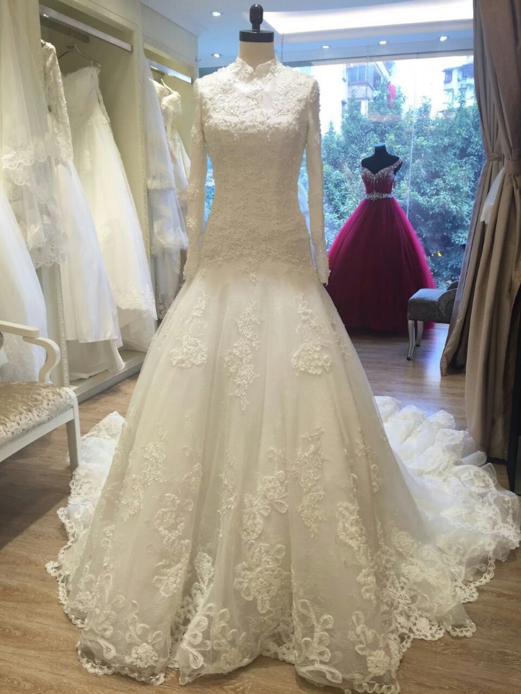 ロングスリーブハイネックトルコイスラム教徒安いウェディングドレス中国製-結婚式用母親ドレス問屋・仕入れ・卸・卸売り