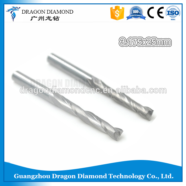 3.175 × 25ミリメートル超硬ソリッドcnc切削彫刻二スパイラルフルートビット彫刻エンドミル-木工機械部品問屋・仕入れ・卸・卸売り