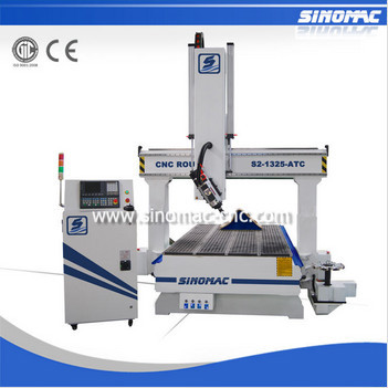 フライス盤cnc木材ルータ/3d cnc ルータ sinomac S2-1325-ATC-木彫機問屋・仕入れ・卸・卸売り