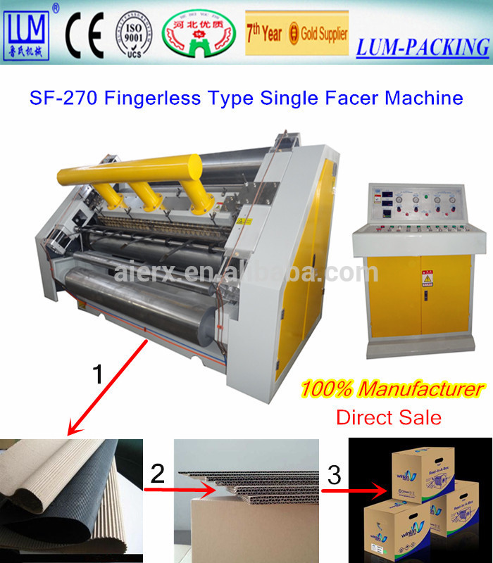 2016新しい指なし タイプ シングル facer段ボール機/ カートン ボックス梱包機/ カートン ボックス製造機価格ce-包装ライン問屋・仕入れ・卸・卸売り