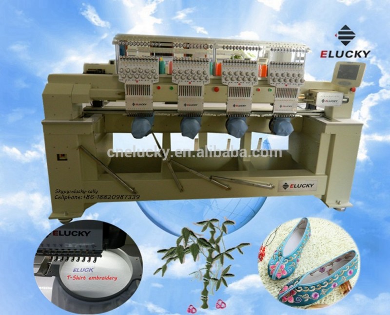 Elucky新しい4ヘッドコンピュータ刺繍機でスレッド用embroderyキャップ、 ドレス、 靴-刺繍機問屋・仕入れ・卸・卸売り
