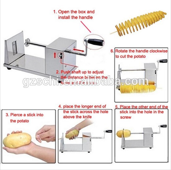 新しいステンレス鋼2015マニュアルのスパイラルポテトのスライサーカッター販売上のチップツイスター-その他食品加工機械問屋・仕入れ・卸・卸売り