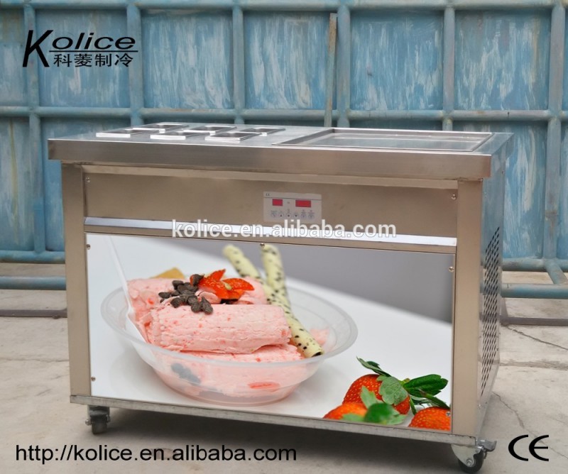 四角いパン揚げ付アイスクリームマシン6プレ- 冷却タンク-軽食機械問屋・仕入れ・卸・卸売り