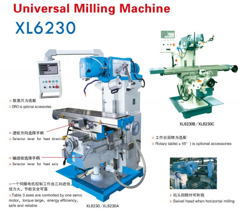 XL6230 ram大型スイベルヘッド フライス盤ユニバーサル ミル機械ツール-問屋・仕入れ・卸・卸売り