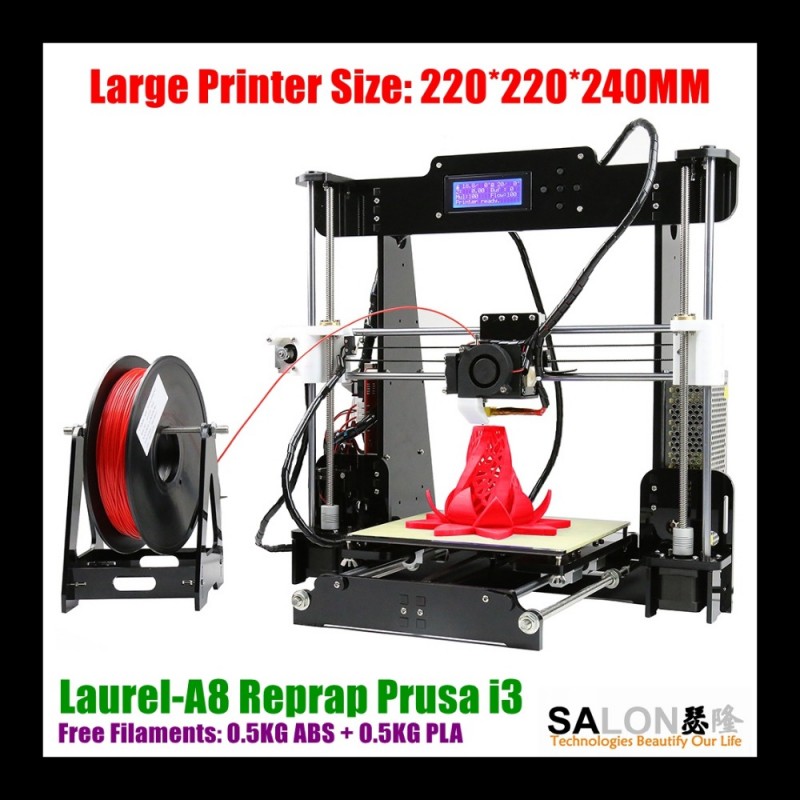 Prusa reprap i3 3dプリンタdiyキットimpressora 3d 1.75ミリメートル2 × 0.5キログラムフィラメント、1 × 8ギガバイトsdカード、1 ×フィラメントスプール送料ギフト-デジタル・プリンタ問屋・仕入れ・卸・卸売り