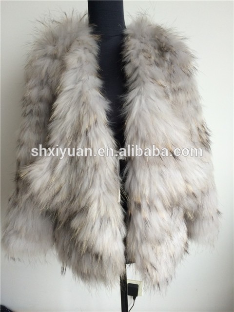 ファッション女性アライグマの毛皮のコートの革冬のオーバーコート-ベスト問屋・仕入れ・卸・卸売り