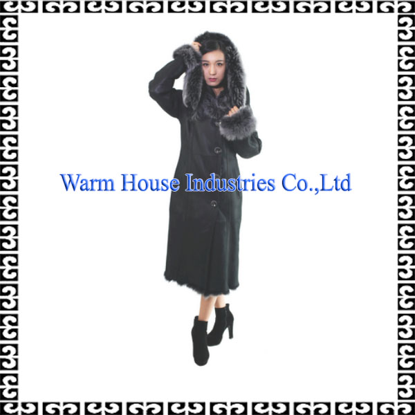 2016高級ファッション女性ムートンコートで毛皮の襟-コート問屋・仕入れ・卸・卸売り