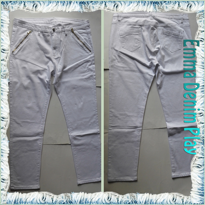 女性ジッパーポケット飾らタイト白いジーンズプラスサイズ-ジーンズ問屋・仕入れ・卸・卸売り
