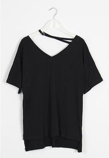 高品質若い女の子平野ニット服レディースブラックtシャツ-Tシャツ問屋・仕入れ・卸・卸売り