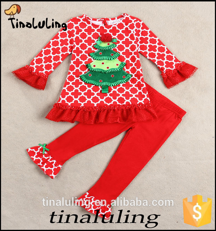 クリスマスギフトパジャマ大きな赤い花柄立体クリスマスツリー子供服-パジャマ問屋・仕入れ・卸・卸売り