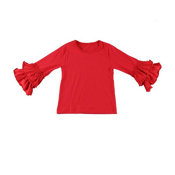 最新デザインの衣類赤ちゃん赤綿フリルpettitop-キッズ服　シャツ、トップス問屋・仕入れ・卸・卸売り