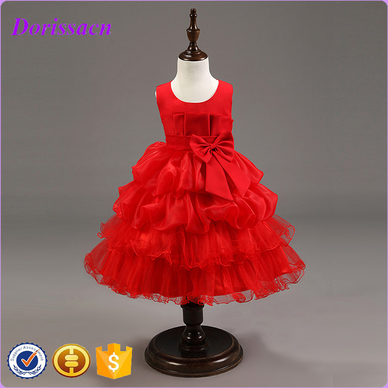 夏袖なし赤い子供の花のドレスチュールネットフロックc-101デザインのための子供-ジュニア服（女）ドレス問屋・仕入れ・卸・卸売り