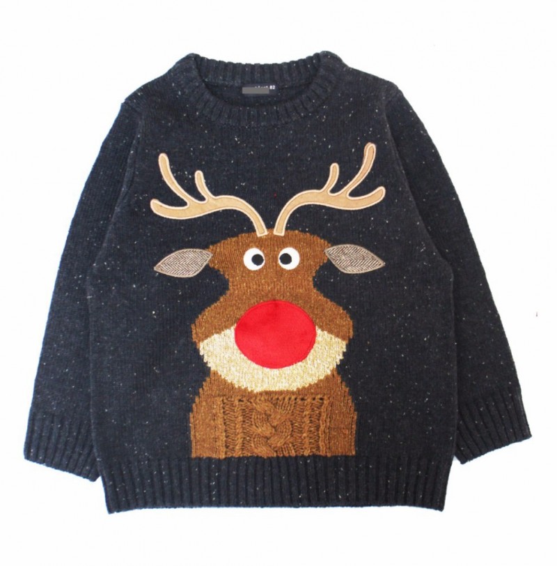 15CSK025ニットトナカイパターン子供クリスマスセーター-プラスサイズセーター問屋・仕入れ・卸・卸売り