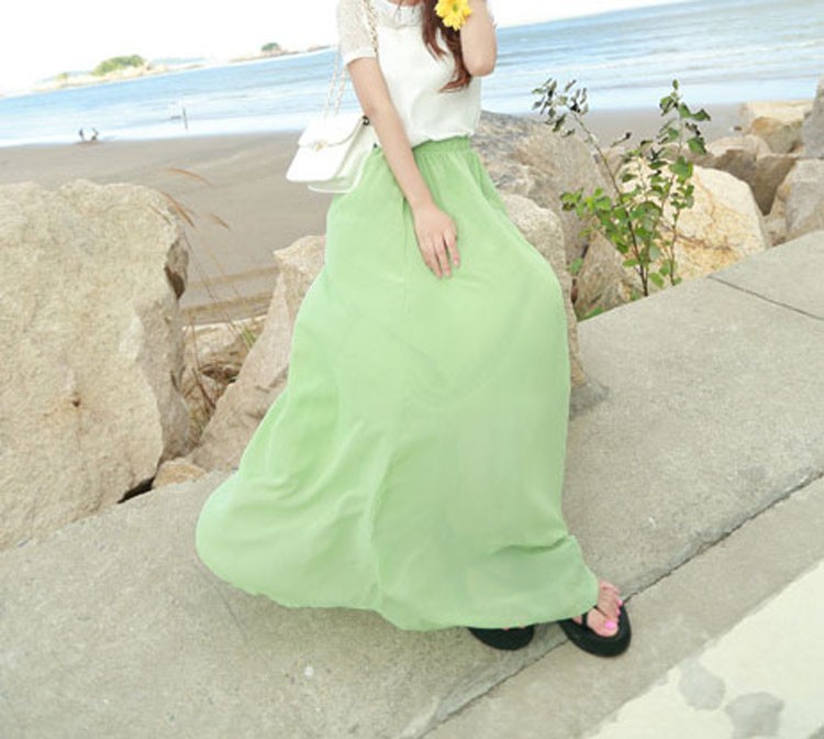 韓国の長い夏の妖精二重層シフォンq905浜のスカート-プラスサイズドレス、スカート問屋・仕入れ・卸・卸売り