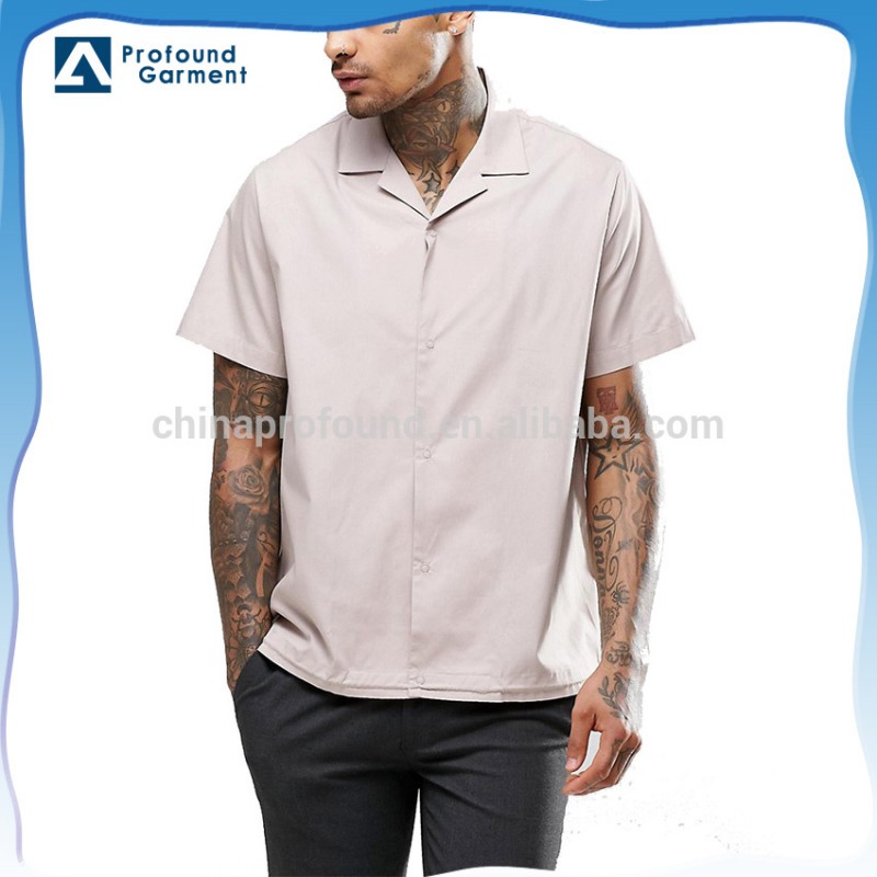 男性の半袖カジュアルドレススリムフィットシャツ空白100%コットンシャツ新2017-プラスサイズシャツ、ブラウス問屋・仕入れ・卸・卸売り