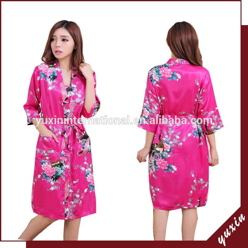 日本着物和装2015ローブtp015着物のサテンのドレス-パジャマ、寝間着問屋・仕入れ・卸・卸売り
