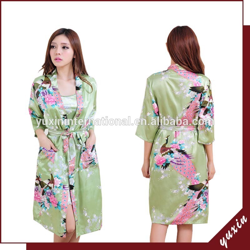 日本着物和装2015ローブtp017着物のサテンのドレス-パジャマ、寝間着問屋・仕入れ・卸・卸売り