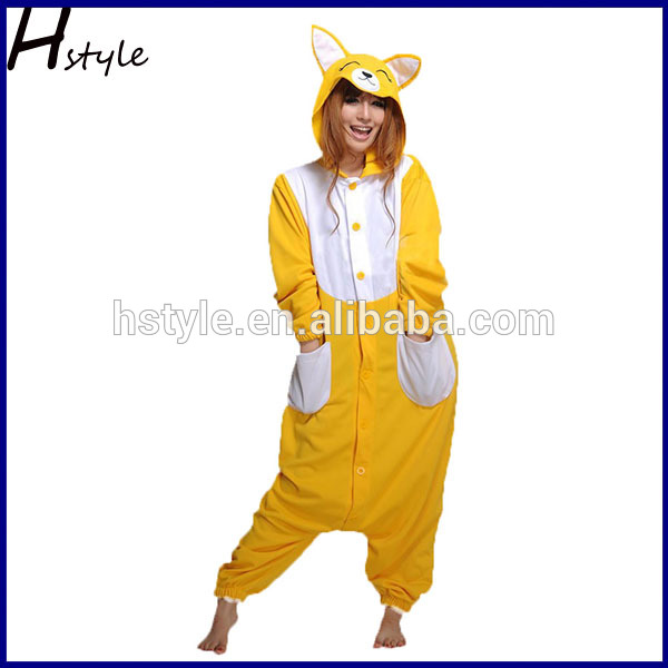 キツネの動物のかわいい黄色のパジャマ衣装dwy074フルボディ-パジャマ問屋・仕入れ・卸・卸売り
