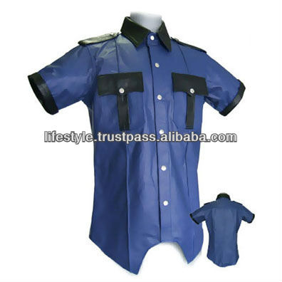 革ボンデージフル袖シャツ革の警察警察シャツ半袖シャツ-全身タイツ、ジャンプスーツ問屋・仕入れ・卸・卸売り