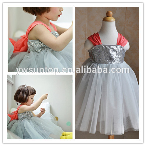 最新のドレスのデザイン2015スパンコール赤の花女の子のための赤ちゃんのフラワーガールの服のストラップのドレスパターン-フラワーガールドレス問屋・仕入れ・卸・卸売り