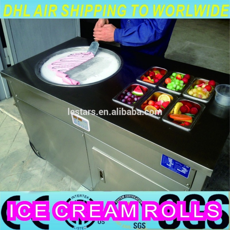 アイスクリームマシンのフライパンは、 2つの平らなパン-軽食機械問屋・仕入れ・卸・卸売り